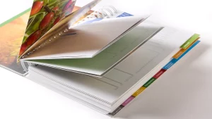Catalogue BASF ouvert montrant la conception, les matériaux et les onglets de navigation.
