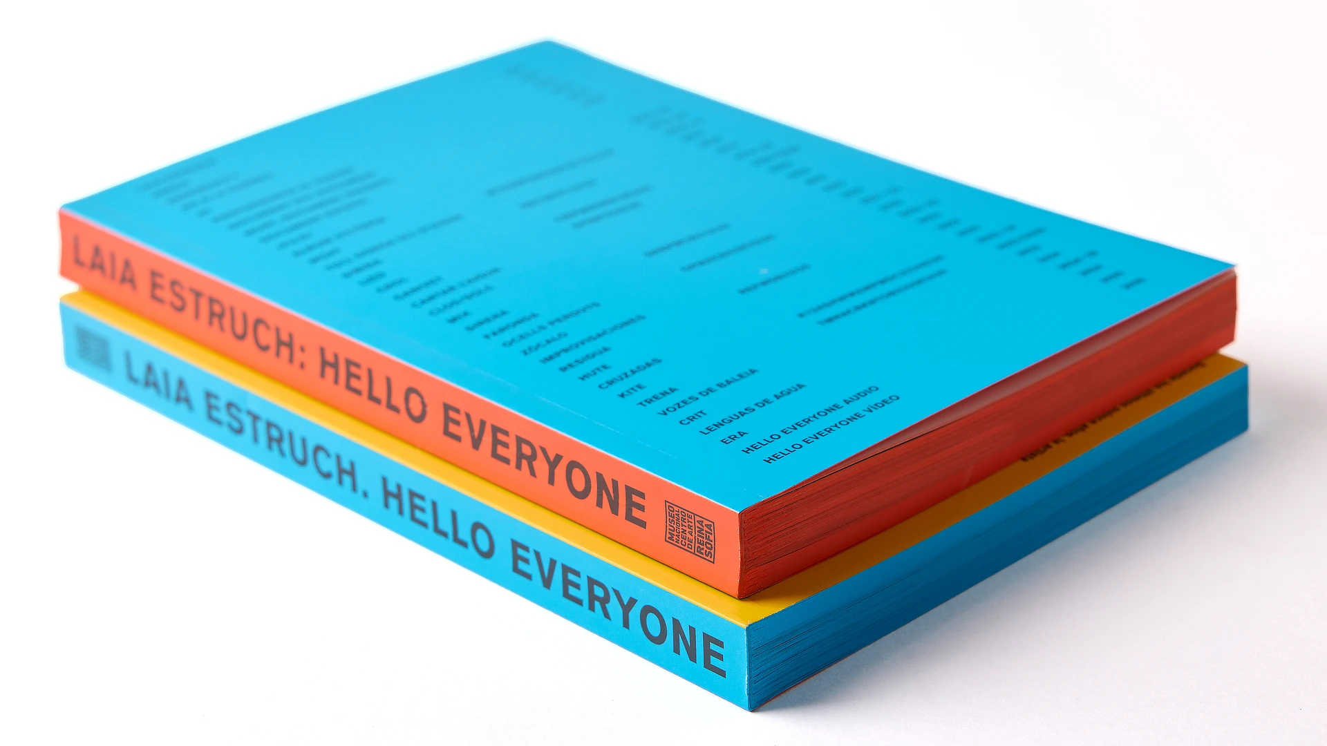 Ambas ediciones del libro, una con portada azul y otra naranja, colocadas una sobre la otra.